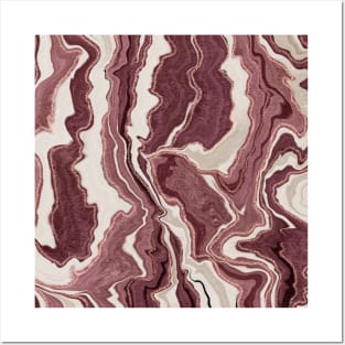 Cream and plum marble pattern design Posters and Art